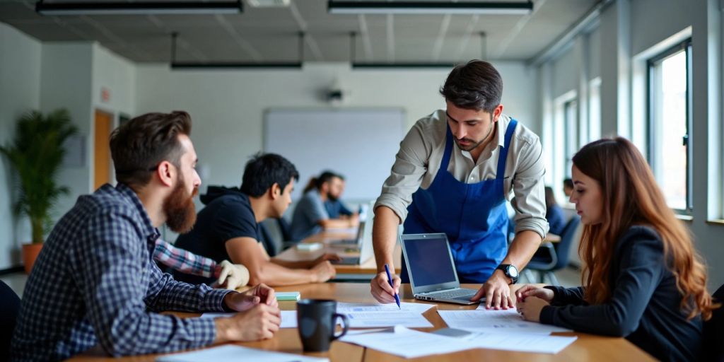 Estudantes em aula prática no SENAI.