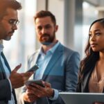 Diverse professionals, dynamic office, future focus, career growth.