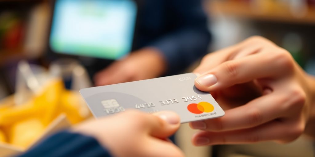 Tarjeta Mastercard en uso para compras diarias.