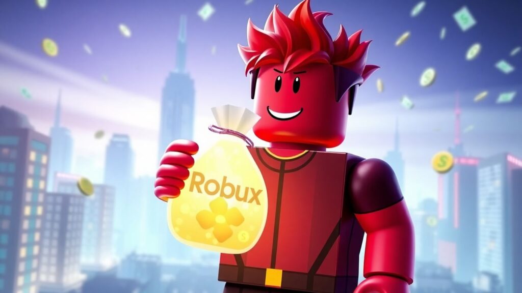 Avatar com saco brilhante de Robux